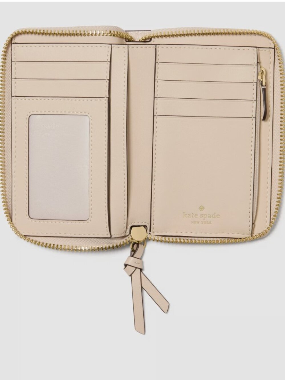 New Kate Spade Knott Medium Wallet Pebble Leather Milk Glass - Picture 3 of 4